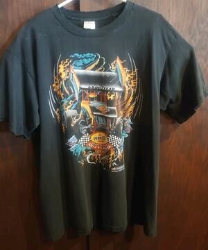 XL Vintage World of Outlaws Sprint Car T Shirt Y2K 2000 Black T-shirt Pennzoil